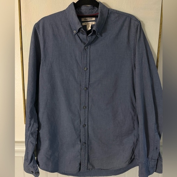 GOODTHREADS Men's Slim-Fit Long-Sleeve Oxford Indigo Chambray Button Up Size M - Picture 4 of 11